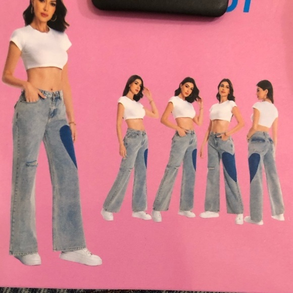 Blue wash heart shaped leg patch bootcut jeans size 9/29 new - Picture 15 of 16